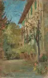 Paulo Ghiglia, In giardino, oil on cardboard