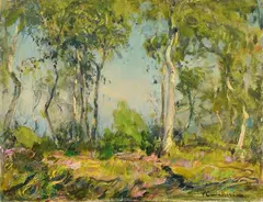 Vittorio Cavalleri, Al limitare del bosco, oil on compensato