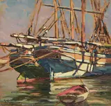 Renuccio Renucci, Barche, oil on compensato