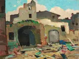 Livorno by Renato Natali, 1943, oil on faesite, offered Apr 2025