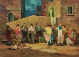 Popolaresca by Renato Natali, oil on canvas, offered Apr 2025