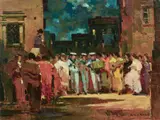 Serenata di marinai by Renato Natali, oil on compensato, offered Apr 2025