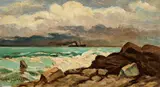 Marina by Ugo Manaresi, oil on tavoletta, offered Apr 2025