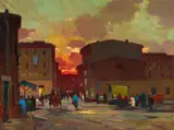 Città vecchia, Livorno by Renato Natali, oil on canvas, offered Apr 2025