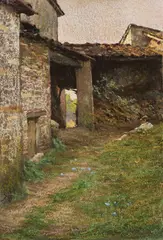 Rustico by Adolfo Tommasi, oil on paper applicata on cardboard, offered Apr 2025