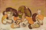 Giovanni Bartolena, Natura morta con funghi, oil on panel