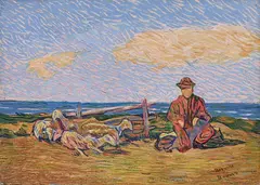 Pastore by Benvenuto Benvenuti, oil on canvas board, offered Apr 2025