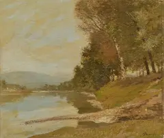 Veduta d'Arno by Carlo Passigli, oil on compensato, offered Apr 2025