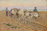 Luigi Gioli, Carro con buoi sul mare, 1932, oil on panel