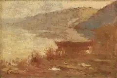Ferruccio Pagni, Barca sul lago di Massaciuccoli, oil on canvas