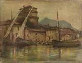 Antonio Salvetti, Viareggio, Torre Matilde, 1890, oil on canvas applicata on panel