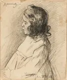 Bambina by Ludovico Tommasi, 1922, charcoal on paper, offered Apr 2025