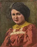 Ritratto di ragazza by Angiolo Tommasi, oil on canvas board, offered Apr 2025