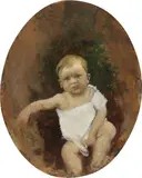 Cesare Ciani, Ritratto di bambino, oil on cardboard