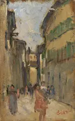 Via Maffia by Cesare Ciani, oil on cardboard, offered Apr 2025