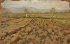 Luigi Gioli, Paesaggio toscano, oil on compensato