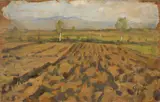 Luigi Gioli, Paesaggio toscano, oil on compensato
