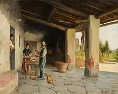Oreste Costa, Il merciaio, oil on canvas