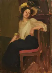 La signora Papini by Oscar Ghiglia, 1908, oil on cardboard, offered Apr 2025