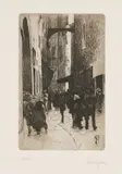 Telemaco Signorini, Il ghetto: piazza della fratellanza, 1967, etching