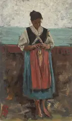 Telemaco Signorini, Donna di Riomaggiore, 1892, oil on cardboard