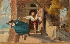 Stefano Ussi, Lucrezia de' Mazzanti, oil on cardboard
