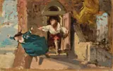 Stefano Ussi, Lucrezia de' Mazzanti, oil on cardboard