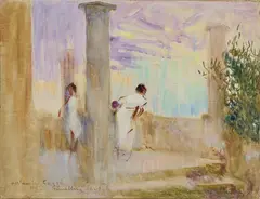 Plinio Nomellini, Figure al balcone, oil on canvas