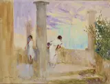 Plinio Nomellini, Figure al balcone, oil on canvas