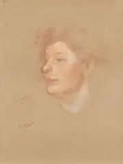 Giovanni Romagnoli, Profilo di donna, sanguigna and pastel on paper