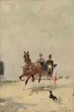 Alfredo Tominz, Coppia in calesse, oil on canvas