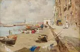 Attilio Pratella, Spiaggia di S. Giovanni a Teduccio, oil on panel