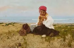 Silvio Giulio Rotta, Raccoglitrice di conchiglie, 1889, oil on canvas
