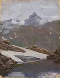 Emilio Longoni, Lago glaciale, 1905, oil on canvas applicata on cardboard