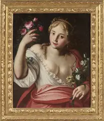 Ritratto femminile come Allegoria di Flora by Francesco Mancini, oil on canvas, offered Apr 2025