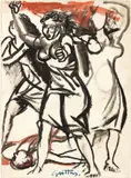 Renato Guttuso, Donne, tempera on paper