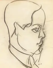 Enrico Prampolini, Ritratto, charcoal on paper