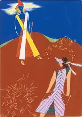 Bozzetto (Due donne) by Enrico Prampolini, 1940, tempera on cardboard, offered Nov 2024