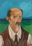 Antonio Ligabue, Autoritratto con cravatta, 1959, oil on canvas