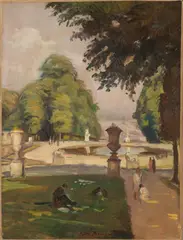 Émile Bernard, Una fontana a St. Cloud, 1930, oil on panel