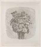Giorgio Morandi, Zinnie in un vaso a strisce, 1929, etching on zinco