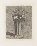 Giorgio Morandi, Vaso a strisce con fiori, 1924, etching on zinco