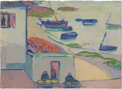 Porto in Bretagna by Gino Rossi, oil on cardboard, offered Nov 2024