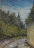 Ottone Rosai, Strada di campagna, 1946, oil on cardboard applicato on cardboard