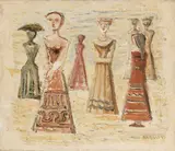 Massimo Campigli, Composizione con sette personaggi, 1943, oil on canvas