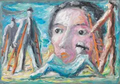 Scalata alla nuvola by Roberto Barni, 1987, oil on canvas, offered Nov 2024