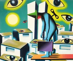 Mark Kostabi, 400 Day Headache, 2002, oil on canvas