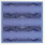 Alberto Biasi, Due, 1, due, 2010, doppia screenprint on pvc trasparente and card