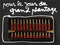 Pour le jour du grand plantage by Ben Vautier, 1998, acrylic and pallottoliere on canvas, offered Nov 2024