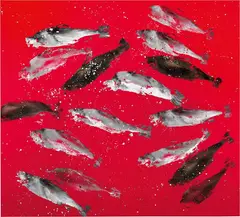 Fishwatching by Massimo Barzagli, 1999, oil on linoleum, offered Nov 2024